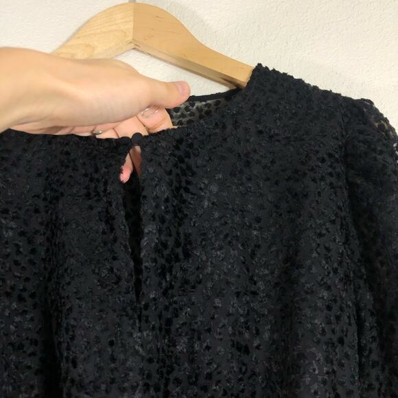 Robert Rodriguez Pauline black textured sheer mini dress rope waist sash NEW 12 - Picture 3 of 10